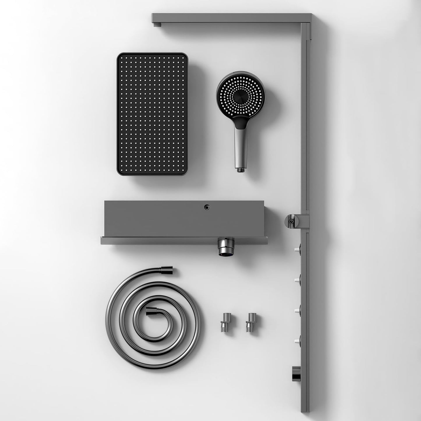OihPaw Colonne de Douche Gris Pistolet Colonne Douche Salle de Bain Mural Colonne de Douche avec Jet de Taille,Ensemble de Douche avec 32 x 19cm Pommeau de douche,Douchette