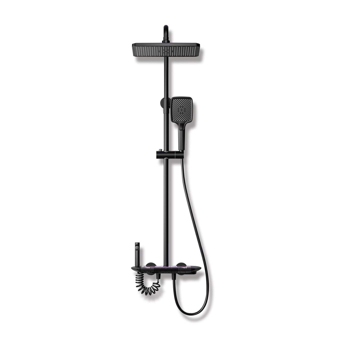 Colonne De Douche Avec Mitigeur Thermostatique Système De Douche Affichage Numérique LED Ensemble De Douche Avec Pommeau De Douche, Douchette, Bidet Douche, Robinet De Baignoire, Réglable (Noir)