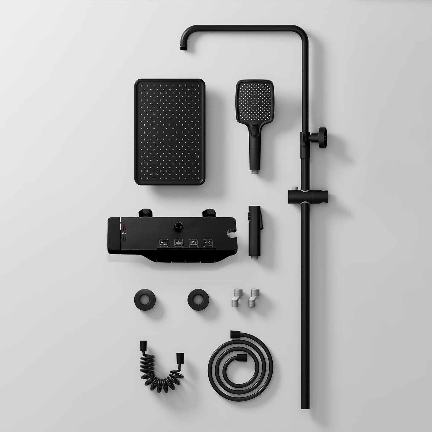 OihPaw Colonne de Douche Thermostatique Noir Mitigeur en Laiton Système de Douche avec Pommeau De Douche, Douchette, Bidet Douche, Robinet De Baignoire,Réglable Ensemble de Douche pour Salle de Bain