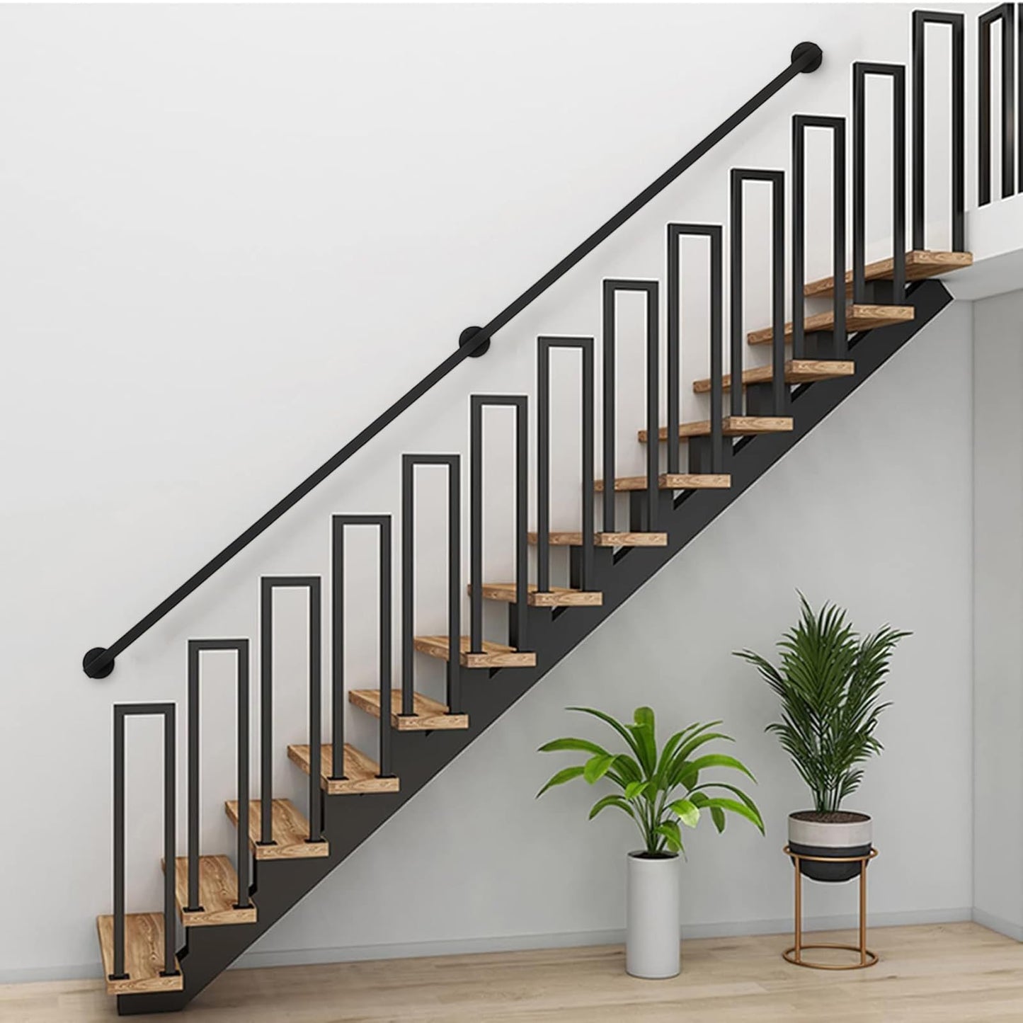 Main courante,main courante pour escalier noir,Rampe d'escalier,rampe escalier de Barre de Garde de rétro de Tuyau de Fer de Vent Industriel,pour les escaliers,les murs,loft,couloir
