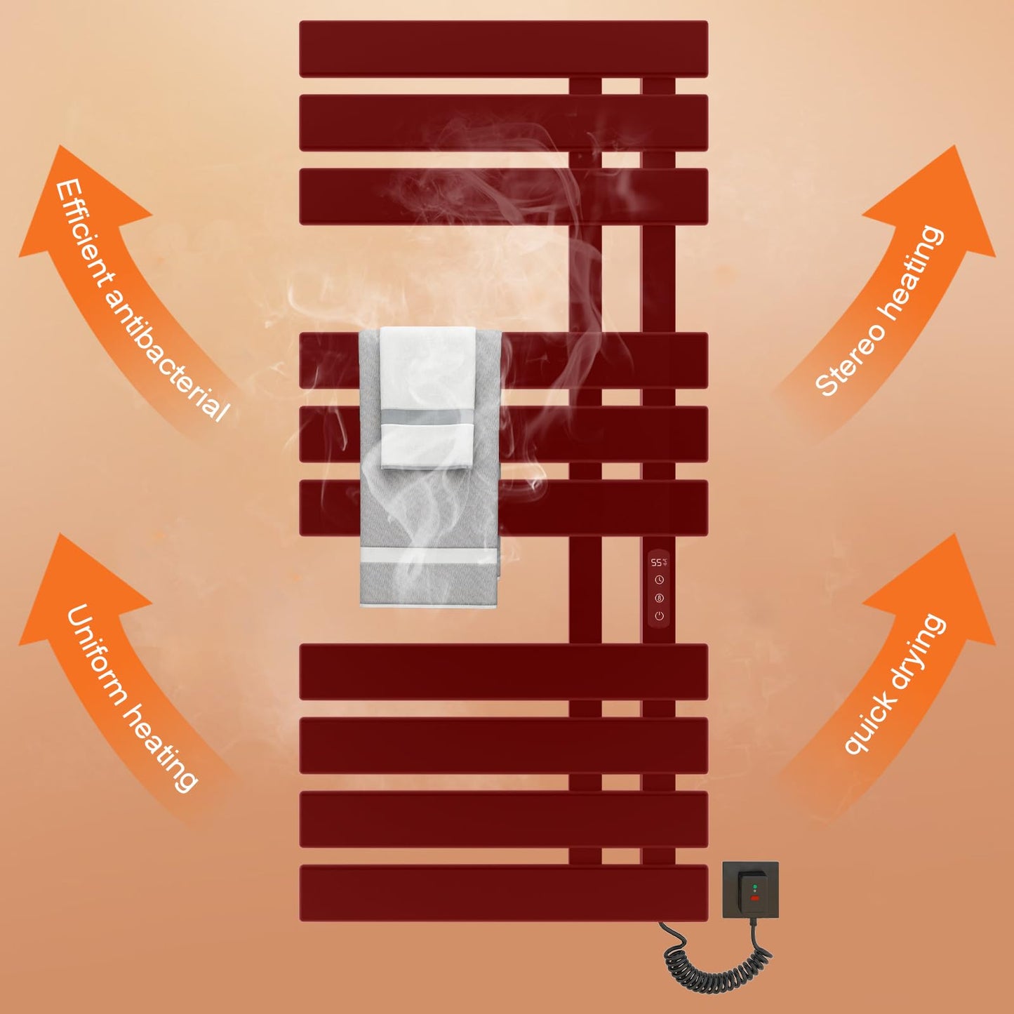 OihPaw Sèche serviette électrique,Chauffe-Serviettes à thermostat Intelligent WiFi,Porte-Serviettes électrique,Fonction de synchronisation,500x1100mm - G580