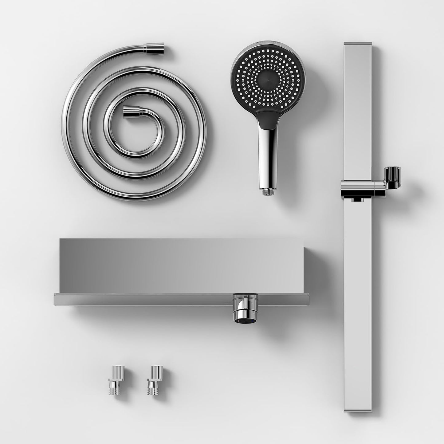 Robinet de Baignoire avec Douchette 3 Jets, Mitigeur Baignoire Cascade Mitigeur de Baignoire Mural Robinet Baignoire avec 150cm Tuyau et Tringle de Douche Réglable (Chrome)