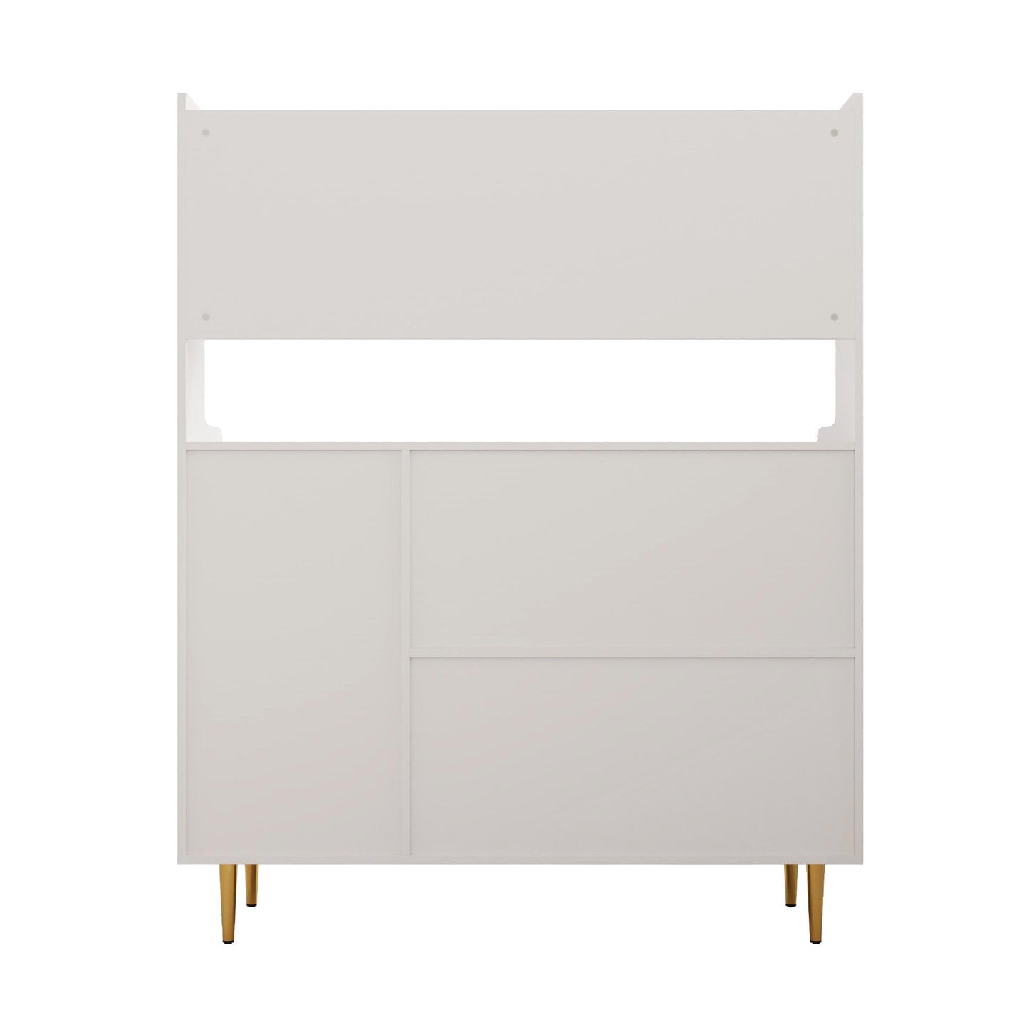 SHUGUANG Buffet Salon 120x40x151 cm, Buffet Blanc pour Salle à Manger, Cuisine, Meuble Bar à Café avec Étagère Ouverte, Pieds Dorés, Meuble de Rangement de Style Simple et Moderne, Gris Vitrine
