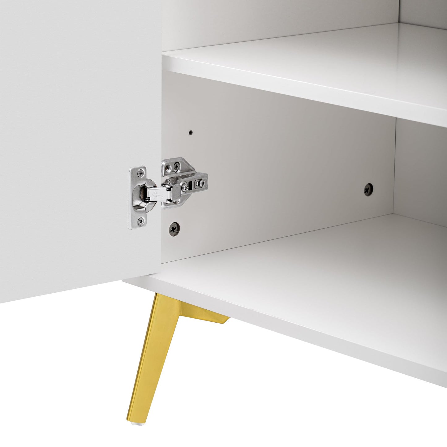 Buffet de Style Moderne au Design Unique Bahut avec 3 Portes, Sans Poignées, Armoire Latérale de Salon, Meuble Buffet de Cuisine, Armoire de Rangement pour Salle à Manger, Entrée (Blanc/Noir)