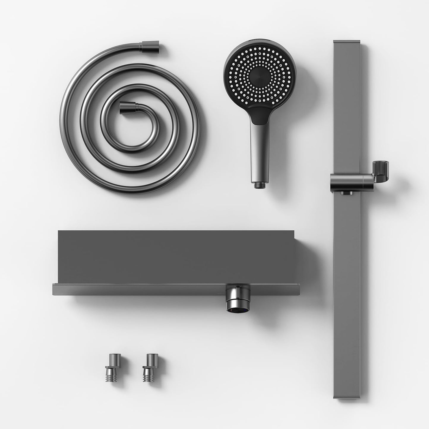Robinet de Baignoire avec Douchette 3 Jets, Mitigeur Baignoire Cascade Mitigeur de Baignoire Mural Robinet Baignoire avec 150cm Tuyau et Tringle de Douche Réglable (Gris Pistolet)