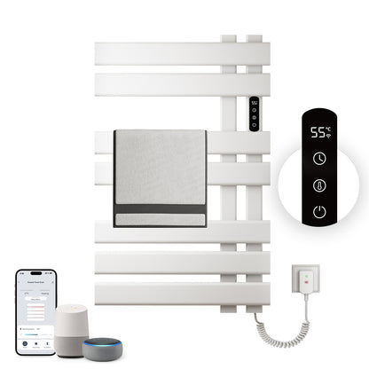 Sèche serviettes électrique,450x720mm WIFI Porte serviettes électrique,235W Porte serviettes thermostatique intelligent,Avec interrupteur tactile et minuterie,Compatible Google Home et app contrôle