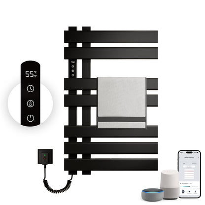 Sèche serviettes électrique,450x720mm WIFI Porte serviettes électrique,235W Porte serviettes thermostatique intelligent,Avec interrupteur tactile et minuterie,Compatible Google Home et app contrôle