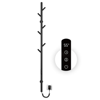 Sèche-Serviette électrique,Seche serviette salle de bain,Adiateur sèche-serviettes intelligent Noir à température constante,Porte-serviettes électrique mural,Avec 6 crochets,Sèche-serviettes électrique avec tige