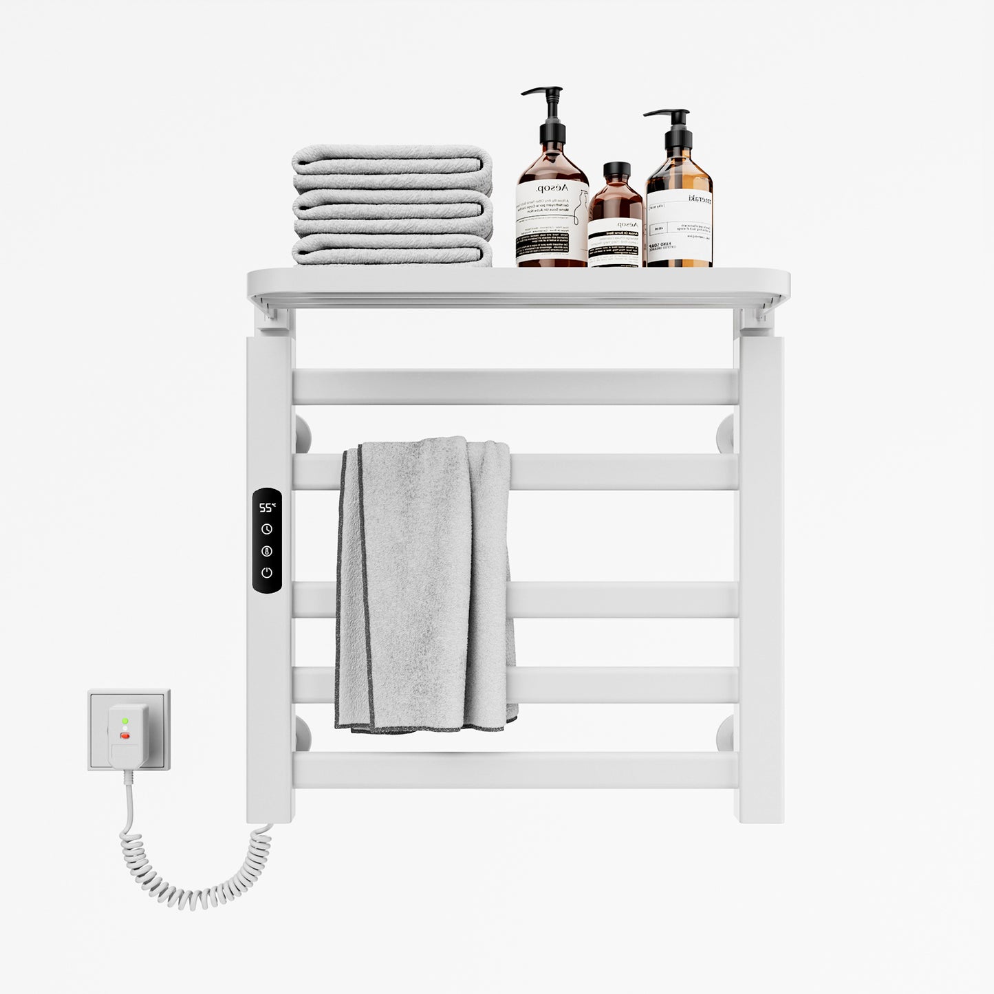 Sèche serviettes électrique,Radiateur serviettes électrique 500x500mm,Porte serviettes thermostatique intelligent,Porte serviettes électrique,Avec interrupteur tactile et minuterie,Sèche serviettes mural