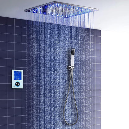 Colonne De Douche,Multifonctionnel Colonne Douche Encastrable,Colonne De Douche Thermostatique Chromé,Avec Écran Tactile,Douche De Tête 20 Pouces Et Douchette À Main,Colonne De Douche Sans Mitigeur