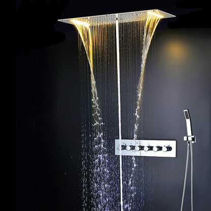 Colonne De Douche,Multifonctionnel Colonne Douche Encastrable,Colonne De Douche Thermostatique Chromé,Douche De Tête 70 Cm,5 Modes De Douche,Avec Douchette À Main Colonne De Douche Sans Mitigeur