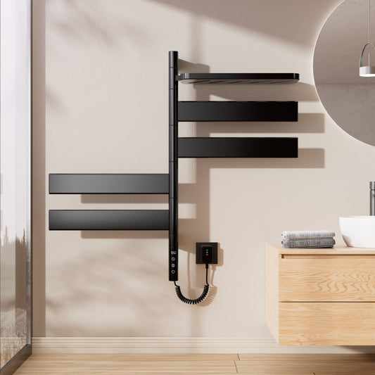 Sèche-Serviettes Électrique 760×450 Mm ,Rotation 180° Chauffe Serviette Salle De Bain,sèche Serviette Intelligent À Température Constante WiFi,Fonctionne Avec Alexa Et Google Home Et App