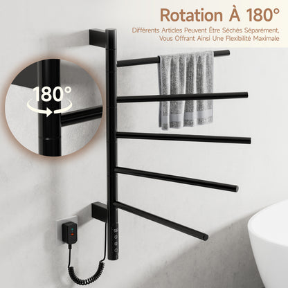 Sèche-Serviettes Électrique 660×420mm ,Rotation 180° Chauffe Serviette Salle De Bain,sèche Serviette Intelligent À Température Constante WiFi,Fonctionne Avec Alexa Et Google Home Et App