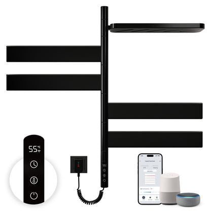Sèche-Serviettes Électrique 760×450 Mm ,Rotation 180° Chauffe Serviette Salle De Bain,sèche Serviette Intelligent À Température Constante WiFi,Fonctionne Avec Alexa Et Google Home Et App