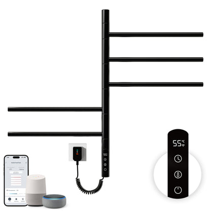 Sèche-Serviettes Électrique 660×420mm ,Rotation 180° Chauffe Serviette Salle De Bain,sèche Serviette Intelligent À Température Constante WiFi,Fonctionne Avec Alexa Et Google Home Et App