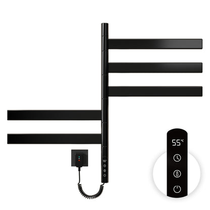 Sèche-Serviettes Électrique 675×450mm,Avec 5 Rotations À 180° Serviettes Électrique,Avec Écran Tactile LED,Réglage De La Synchronisation Et De La Température Chauffe Serviette Salle De Bain,Noir/Blanc