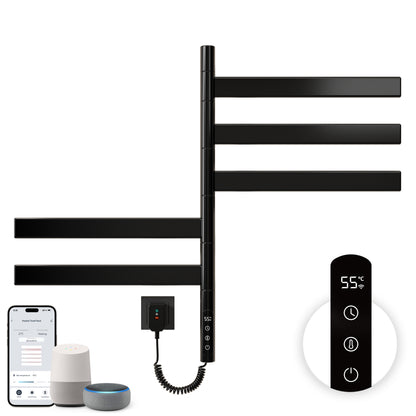 Sèche-Serviettes Électrique 675×450 Mm ,Rotation 180° Chauffe Serviette Salle De Bain,sèche Serviette Intelligent À Température Constante WiFi,Fonctionne Avec Alexa Et Google Home Et App
