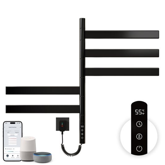 Sèche-Serviettes Électrique 675×450 Mm ,Rotation 180° Chauffe Serviette Salle De Bain,sèche Serviette Intelligent À Température Constante WiFi,Fonctionne Avec Alexa Et Google Home Et App