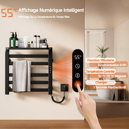Sèche serviettes électrique,Radiateur serviettes électrique 500x500mm,Porte serviettes thermostatique intelligent,Porte serviettes électrique,Avec interrupteur tactile et minuterie,Sèche serviettes mural