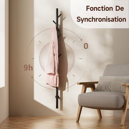 Sèche-Serviette électrique,Seche serviette salle de bain,Adiateur sèche-serviettes intelligent Noir à température constante,Porte-serviettes électrique mural,Avec 6 crochets,Sèche-serviettes électrique avec tige