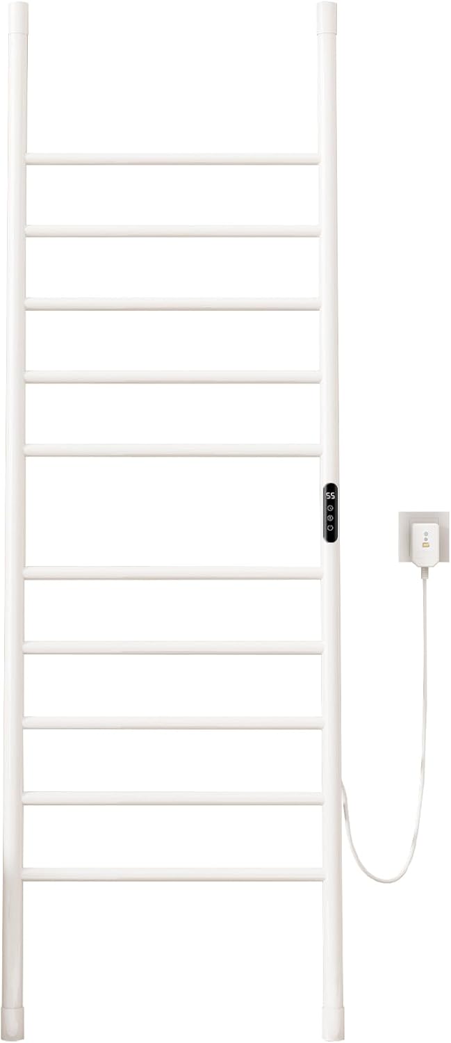 OihPaw Sèche-serviette électrique Seche Serviette sur Pied de Type échelle, Chauffe Serviette Salle de Bain, Warm Towel, Porte-Serviettes électrique, avec Minuterie&Température Réglable