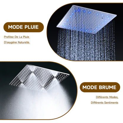 Colonne De Douche,Multifonctionnel Colonne Douche Encastrable,Colonne De Douche Thermostatique Chromé,Avec Écran Tactile,Douche De Tête 20 Pouces Et Douchette À Main,Colonne De Douche Sans Mitigeur