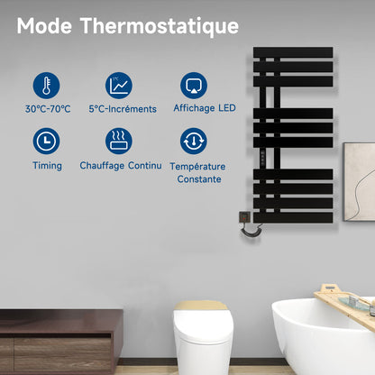 Seche Serviette Electrique, 500x1100mm, pour Commande Vocale/Tactile/APP, WiFi Sèche Serviette Électrique, pour Alexa et Google Home et APP, 380W, Radiateur Salle de Bain