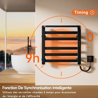 Sèche serviettes électrique,Radiateur serviettes électrique 500x500mm,Porte serviettes thermostatique intelligent,Porte serviettes électrique,Avec interrupteur tactile et minuterie,Sèche serviettes mural