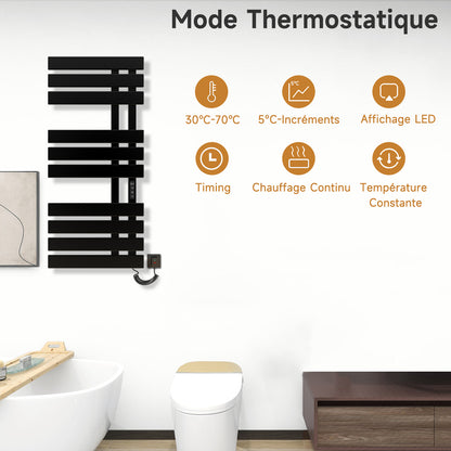 Sèche-serviette électrique, 500x1100mm Chauffe Serviette Thermostatique Intelligent, Mural Radiateur Salle de Bain, Serviettes Chauffant Seche, économie d'énergie,Affichage LED