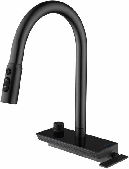 Robinet De Cuisine Avec Douchette, Robinet Cuisine Douchette, Robinetterie De Cuisine Avec Affichage De La TempéRature, Mitigeur Cuisine Avec Douchette, Rotation à 360°, 4 Types De Douche