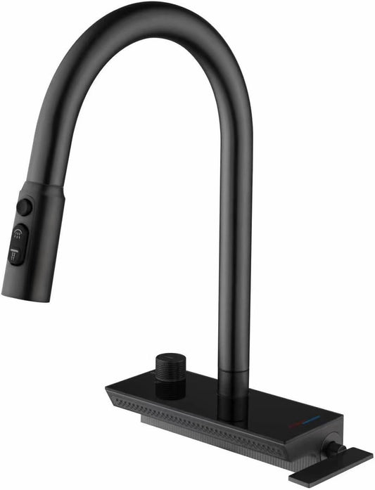Robinet De Cuisine Avec Douchette, Robinet Cuisine Douchette, Robinetterie De Cuisine Avec Affichage De La TempéRature, Mitigeur Cuisine Avec Douchette, Rotation à 360°, 4 Types De Douche