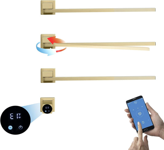 Elektrischer Handtuchtrockner, 60 W Badezimmerheizkörper mit Digitalanzeige, elektrischer Handtuchhalter mit WLAN, 180° drehbarer Handtuchtrockner, Timer, beheizter Handtuchtrockner