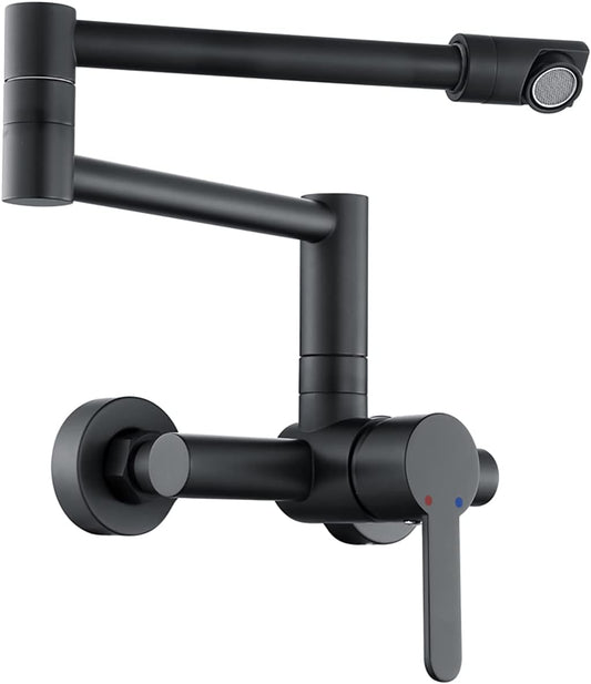 Robinet de Cuisine, Or Rose Robinet Mitigeur Mural Monocommande avec Bras Oscillant et Chaude et Froide Réglable Robinet Évier Rotatif à 360° pour Salle de Bain et Cuisine Laiton