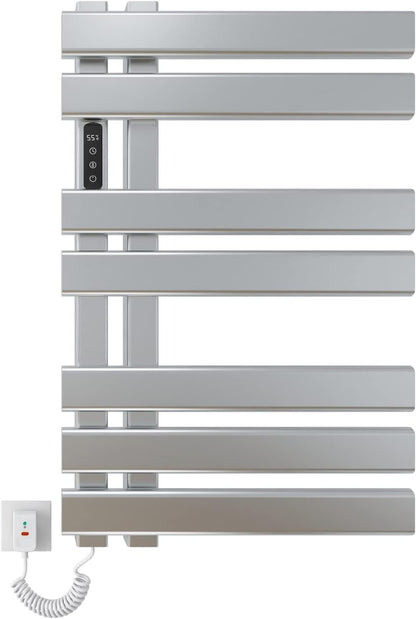 OihPaw Sèche-serviette électrique,450x720mm Radiateur Seche Serviette Salle de Bain, Affichage LED, économie d'énergie, avec Minuterie&Température Ajustable - R530