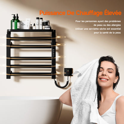 Sèche serviettes électrique,Radiateur serviettes électrique 500x500mm,Porte serviettes thermostatique intelligent,Porte serviettes électrique,Avec interrupteur tactile et minuterie,Sèche serviettes mural