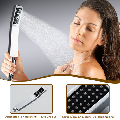 Colonne De Douche,Multifonctionnel Colonne Douche Encastrable,Colonne De Douche Thermostatique Chromé,Avec Écran Tactile,Douche De Tête 20 Pouces Et Douchette À Main,Colonne De Douche Sans Mitigeur