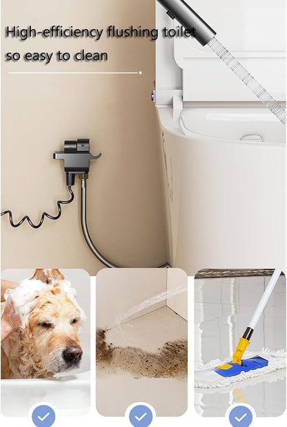 Kit Douchette Wc, Pulvérisateur De Douche, 2 Mode Pulverisateur a Main, Ensemble De Douche Bidet Avec 1-in-2-out Interrupteur À Double Commande Laiton Valve G1/2" Pour L'hygiène Personnelle (Chrome)