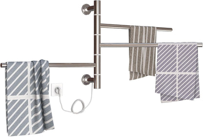 OihPaw Sèche-serviette électrique 30W Rotatif Chauffe-Serviettes 560x410mm Porte-Serviettes Chauffant Électrique Mural Température Constante Radiateur de Salle de Bain