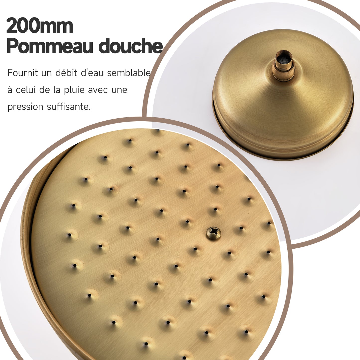 Colonne De Douche,Rétro Système De Douche,Colonne Douche Multifonctionnelle,Set De Douche Avec Rotatif Tête De Douche,Douchette À Mains,Réglable Douche Barre,Ensemble De Colonne De Douche Or Brossé