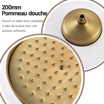 Colonne De Douche,Rétro Système De Douche,Colonne Douche Multifonctionnelle,Set De Douche Avec Rotatif Tête De Douche,Douchette À Mains,Réglable Douche Barre,Ensemble De Colonne De Douche Or Brossé