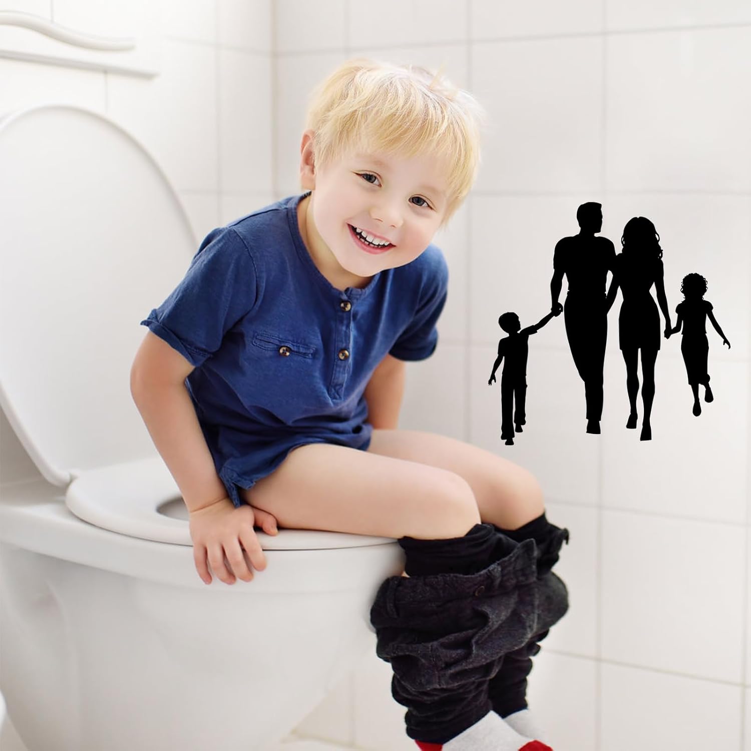 Abattant WC avec Siege Enfant Integre Familial Lunette de Toilette Antibacterien en Duroplast pour Adultes et Enfants Couvercle WC Universelle