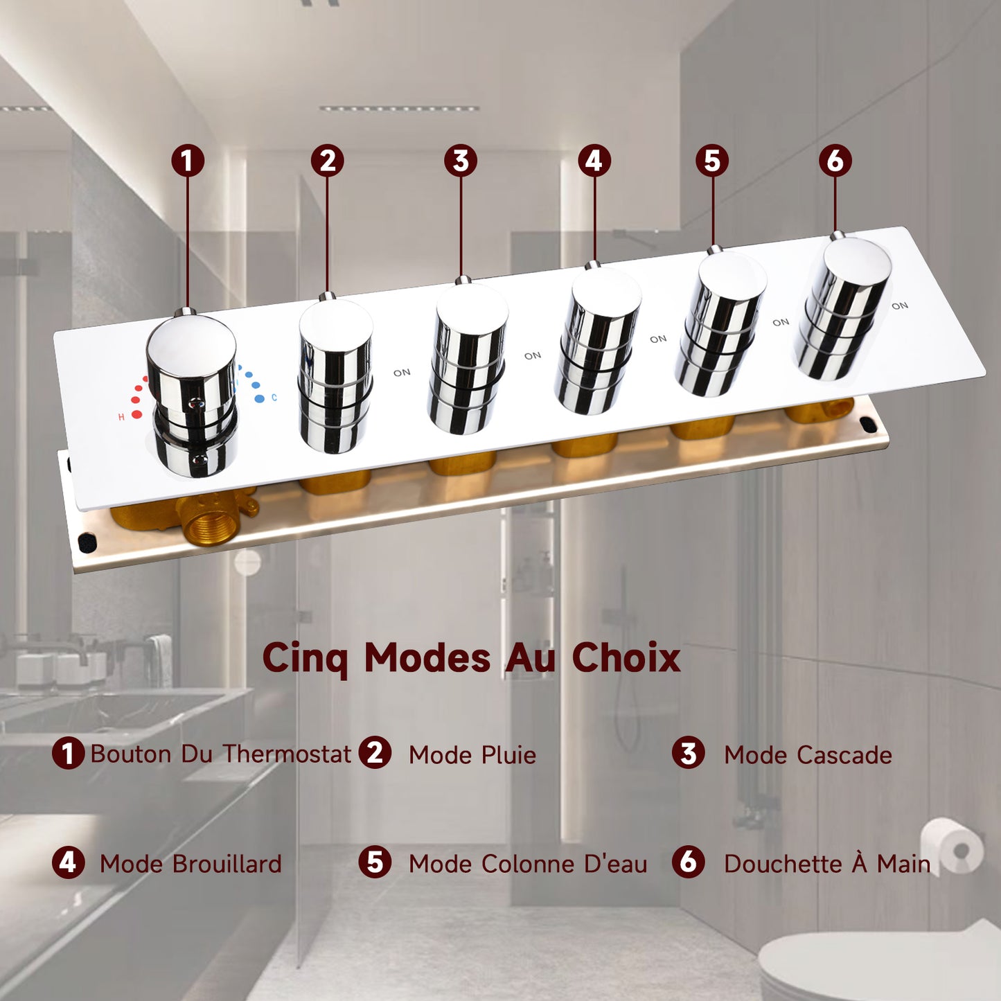 Colonne De Douche,Multifonctionnel Colonne Douche Encastrable,Colonne De Douche Thermostatique Chromé,Douche De Tête 70 Cm,5 Modes De Douche,Avec Douchette À Main Colonne De Douche Sans Mitigeur