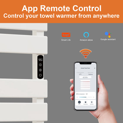 OihPaw Sèche-Serviettes électrique avec étagère,500mm x 880mm sèche-Serviettes avec pieds,313W,écran LED,WiFi Compatible avec App Alexa Google Assistant