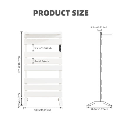 OihPaw Sèche-Serviettes électrique avec étagère,500mm x 880mm sèche-Serviettes avec pieds,313W,écran LED,WiFi Compatible avec App Alexa Google Assistant