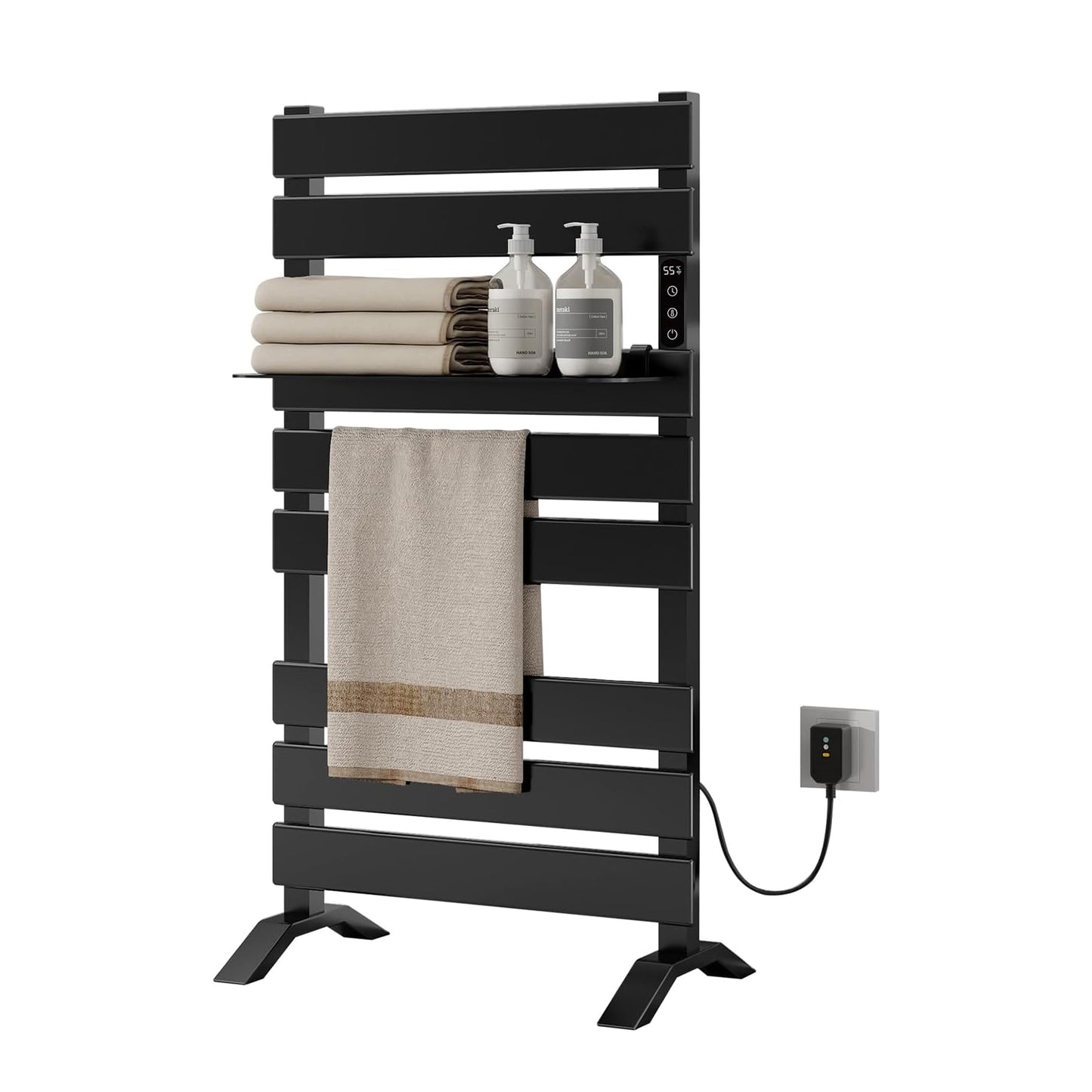 OihPaw Sèche-Serviettes électrique avec étagère,500mm x 880mm sèche-Serviettes avec pieds,313W,écran LED,WiFi Compatible avec App Alexa Google Assistant