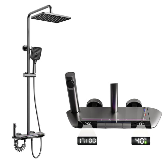 Colonne De Douche Avec Mitigeur Thermostatique Système De Douche Affichage Numérique LED Ensemble De Douche Avec Pommeau De Douche, Douchette, Bidet Douche, Robinet De Baignoire