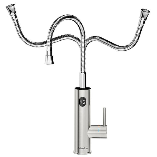 Robinet Chauffant Instantané Cuisine 230V, 3200W Robinet Chauffe eau Électrique Instantané avec Affichage de la Température LED et Flexible Bec, Rotatif à 360° Mitigeur en Acier Inoxydable