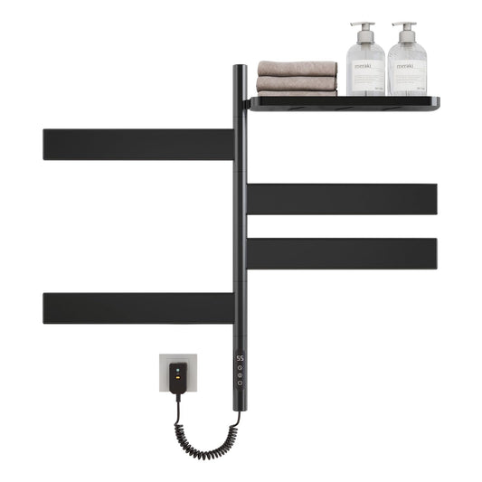 OihPaw Sèche-serviette électrique,Rotation à 180° Seche Serviette avec Support de Rangement, Porte-Serviettes électrique, Chauffe Serviette Salle de Bain, avec Minuterie/Température Réglable