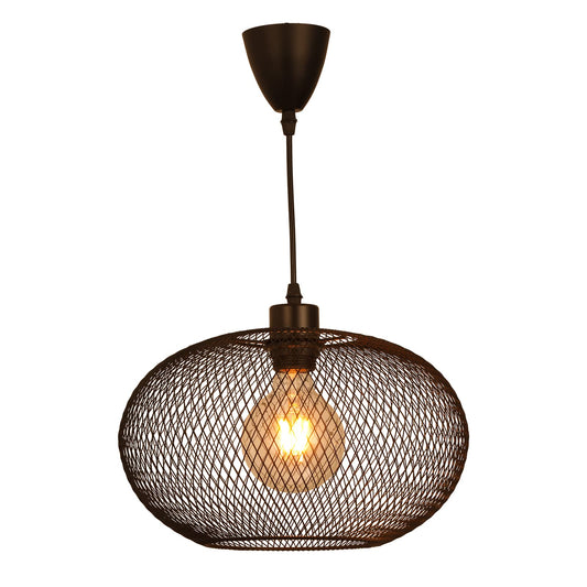 Plafonnier rétro, Lustre de ferme noir, Plafonnier Suspension Abat-jour, Métal Lampe Suspension, Pendante Suspension Luminaire Industriel, Ø310mm, max 60W, pour chambre salle à manger salon couloir-C