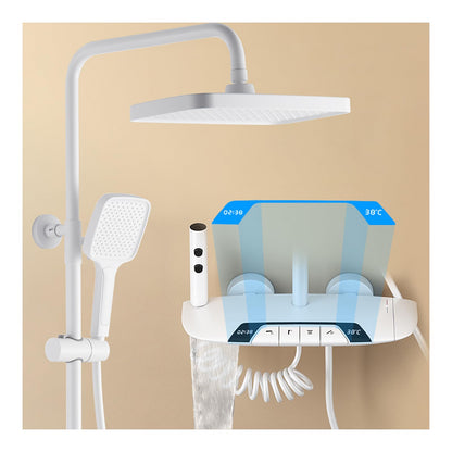 Colonne de Douche Thermostatique, Système de Douche avec Affichage Numérique LED Ensemble de Douche avec 32 * 20CM Pomme de Douche e Douchette à 3 Modes, Bec Baignoire, Bidet Douche (Blanc)